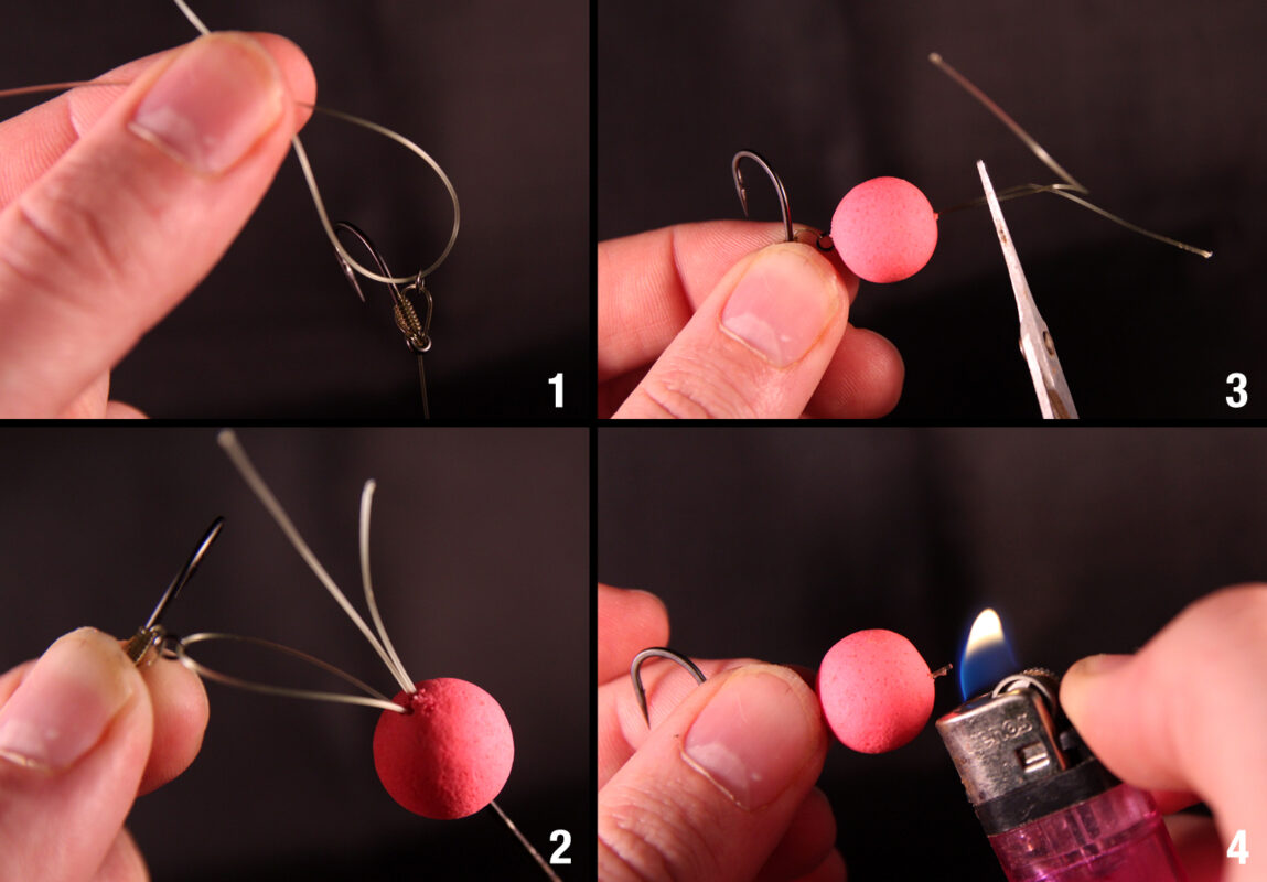 Optie 4 - Bevestig de pop-up met een stukje nylon via de rigring