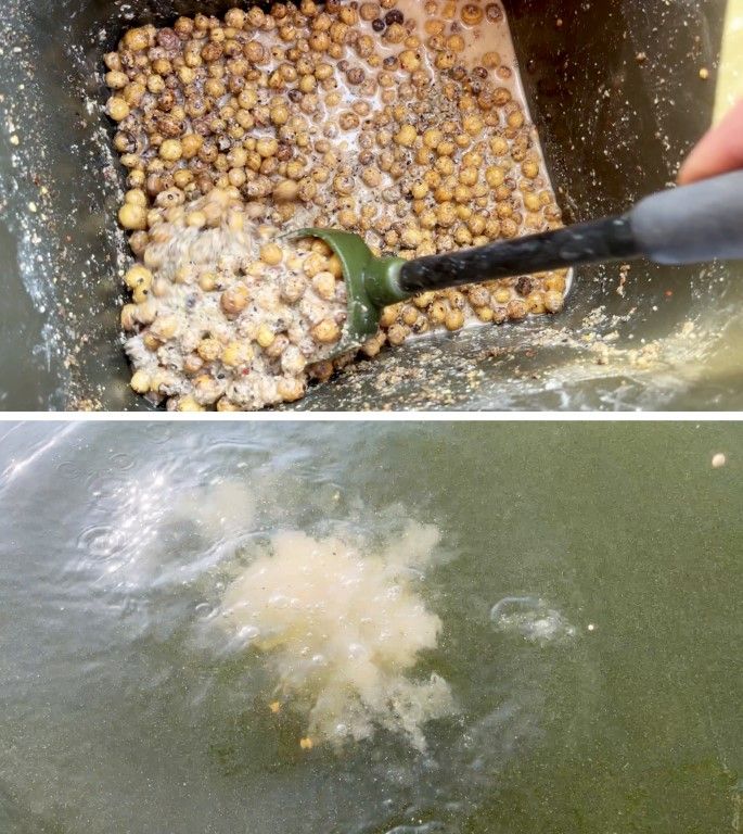 Mengsel van stevige bollen en zachte brokken