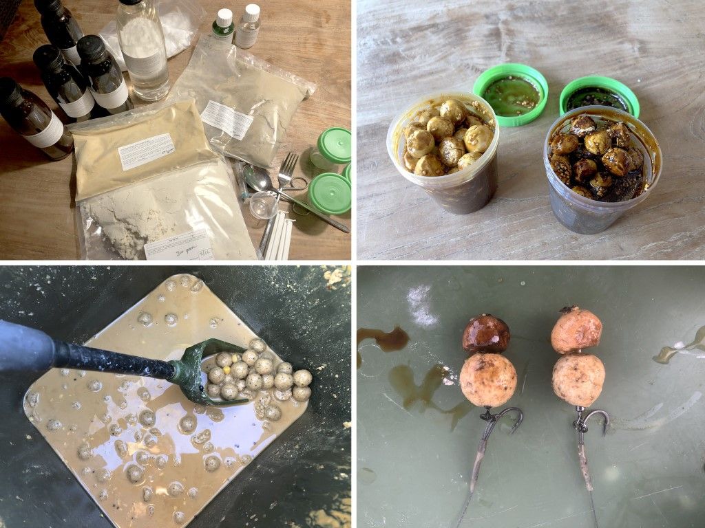 Maisboilies een paar dagen gesoakt in een vloeistof van Corn Steep Liquor (CSL), Copra Melasse, Brocacel, zout en Betaine HCL. Afgewerkt met een pop-up in vloeibare CSL of Copra Melasse met knoflook-korrels